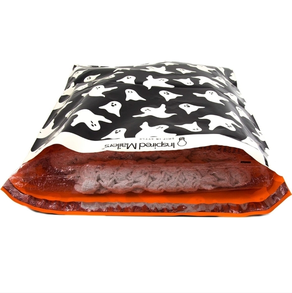 10 pk 14.5x19 INCH POLY MAILERS: White Ghosts on Black background - Picture 6 of 8